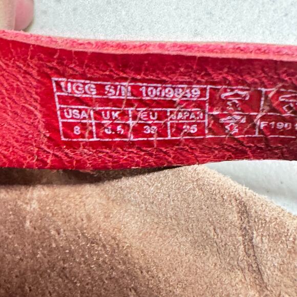 UGG PINK LEATHER ADJUSTABLE FLIP FLOPS SZ 8 - Picture 6 of 7